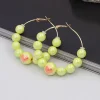 boucles d'oreilles pour femmes, accessoires, nouvelle mode, perles rondes, cœur d'amour, cerceau coloré, loisirs, fête, vacances, bijoux, 2025