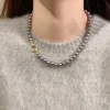 micro ensemble français élégant en zircon, boucle ronde, imitation de perles, collier de perles pour femmes, bijoux de tempérament, accessoires doux