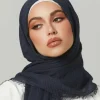foulard hijab froissé en coton pour femme musulmane, châle de sauna doux et observateur
