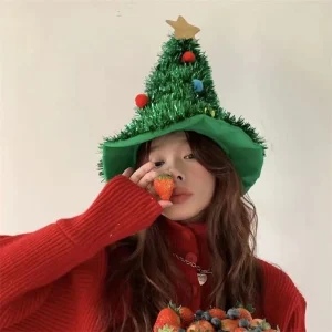 Boule en tissu de soie Non tissé brillant pour la maison, chapeau étoile de noël, décor de noël, chapeau d&rsquo;arbre de noël, ornements de noël