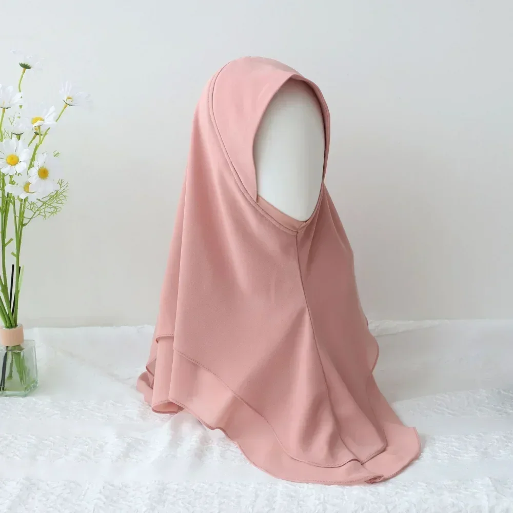 mousseline de soie hijab jersey hijabs pour femmes turban malais pull couvre chef double couche couleur unie foulard bonnet hijab turbante
