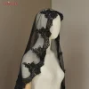 TOPQUEEN V224 voile de mariée en dentelle noire avec fard à joues bord en dentelle de haute qualité 1 couche accessoires d&rsquo;halloween personnalisables