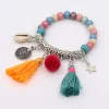 bracelets bohème faits à la main pour femmes, bijoux en alliage de perles de bois colorées, tuyau, pompon, pendentif étoile, bracelet à breloques