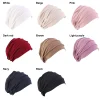 bonnet turban élastique en coton doux pour femmes, hijabs musulmans, chapeau de chimio