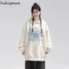 sweat à capuche japonais pour femme, streetwear brodé d'Étoiles, vêtements décontractés pour adolescents, harajuku, mode y2k pvd