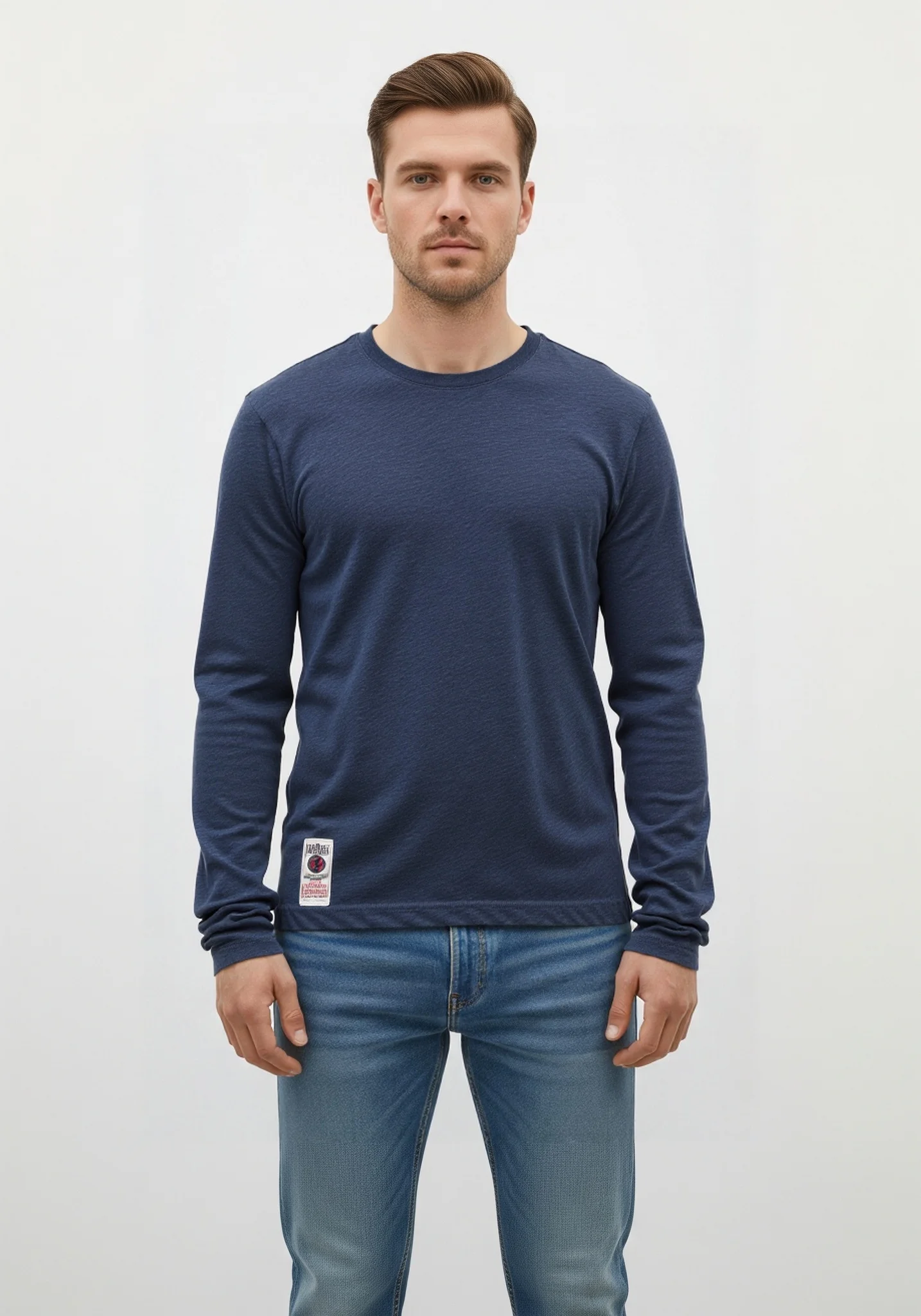 Nouveau T-shirt de couleur unie homme multicolore couleur Arn lavage T-shirt homme printemps automne T-shirt coton à manches longues