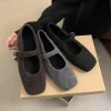 mode bout carré polaire flet ballerines femme hiver chaud laine mary jane chaussures dames marque design élégant mocassins en peluche