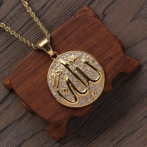 Collier pendentif musulman Allah Projecan pour hommes et femmes, document en or, bijoux religieux, cadeaux du Ramadan, mode, foi, islam Collier pendentif musulman Allah Projecan pour hommes et femmes, document en or, bijoux religieux, cadeaux du Ramadan, mode, foi, islam
