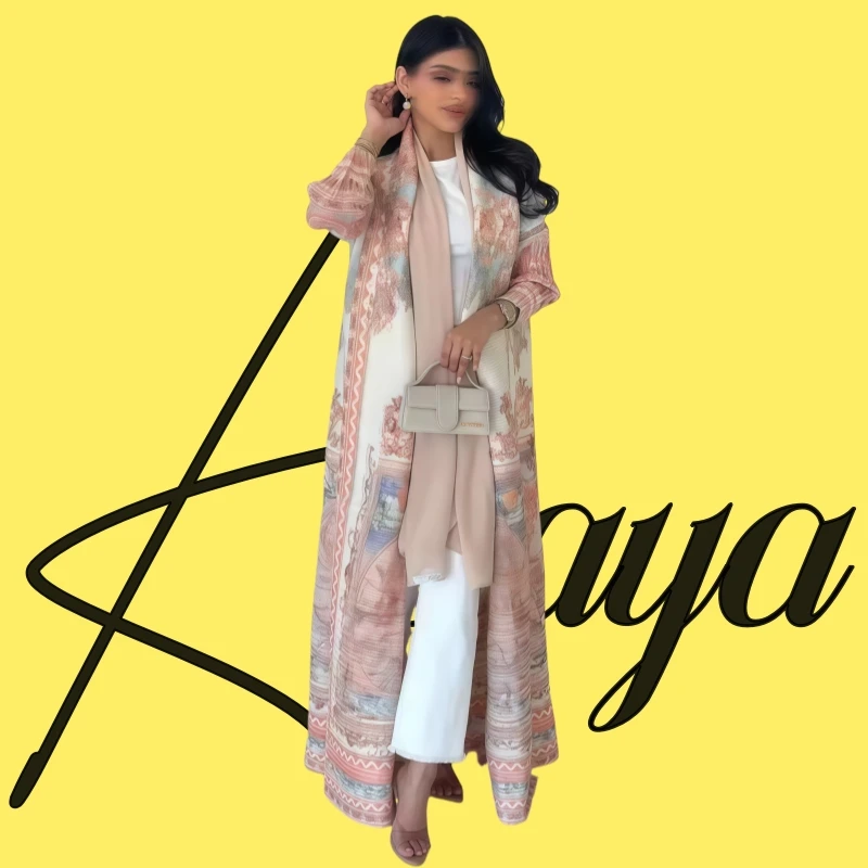 Ata Yake-Robe plissée à manches longues pour femme, manteau cardigan, col pliable, imprimé Abaya, design original, mode, hiver, nouveau, 2024 Ata Yake-Robe plissée à manches longues pour femme, manteau cardigan, col pliable, imprimé Abaya, design original, mode, hiver, nouveau, 2024