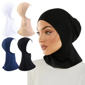 Sous-écharpe en coton avec trou d&rsquo;oreille pour femme musulmane, Hijabs intérieurs en jersey, casquettes rondes devant, bonnet turban féminin, nouveau