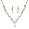 Ensemble de bijoux de mariée en strass, doré, réglable, exquis, brillant, doux, breloque, collier, boucles d&rsquo;oreilles, cadeaux