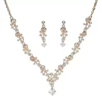 Ensemble de bijoux de mariée en strass, doré, réglable, exquis, brillant, doux, breloque, collier, boucles d&rsquo;oreilles, cadeaux