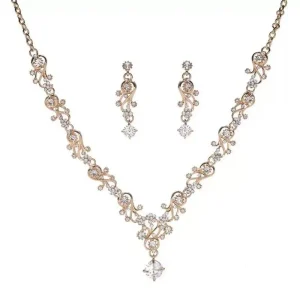 Ensemble de bijoux de mariée en strass, doré, réglable, exquis, brillant, doux, breloque, collier, boucles d&rsquo;oreilles, cadeaux