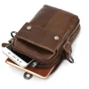 0716 0715 sac de taille pour hommes, sac pour téléphone portable, sac à dos à bandoulière rétro en cuir ciré à l'huile de grande capacité pour l'extérieur