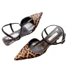 sandales à talons léopard pour femmes, chaussures élégantes à bout pointu, pantoufles à talons de styliste, tongs de fête à la mode, tendance, 2025