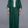 abaya robe musulmane blanche brodée pour homme, style ethnique décontracté, ramadan, crème, zina, islam, kameez, galabia, printemps, nouveau, 2025