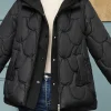 parka à capuche faux deux pièces vers le bas coton vêtements femmes nouveau court ondulé bavure épais chaud coton rembourré veste outcoat dame