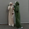abaya à capuche dubaï luxe robe musulmane plaine abayas pour les femmes tenue de sport décontractée sweat vêtements islamiques caftan 15 couleurs
