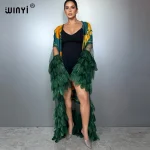 WINYI moyen-orient mode kimonos abaya dubaï luxe pour femme Sexy dentelle cardigan tenues de plage plage couvrir maxi manteau caftan