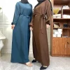 modeste pour les femmes musulmanes décontracté abayas prière longue robe maxi dubaï turquie arabe robe ceinturée ramadan eid caftan islam jalabiya