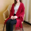 poncho oversize oversize everak cardigan pour femme, châle rond avec manches, extérieur chaud, avant ouverte, cape, automne, hiver