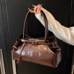 Sac à main Hobo en cuir PU huilé, sac à bandoulière ample rétro à poignée supérieure, grands sacs de travail pour femmes, fourre-tout pour filles, travail, Shopping, voyage
