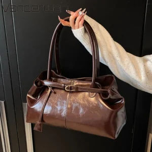 Sac à main Hobo en cuir PU huilé, sac à bandoulière ample rétro à poignée supérieure, grands sacs de travail pour femmes, fourre-tout pour filles, travail, Shopping, voyage