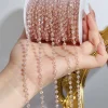 1 mètre/2 mètres plaqué or en laiton rose cristal perles de verre bijoux collier chaîne pour bricolage femmes fabrication de bijoux résultats de fourniture
