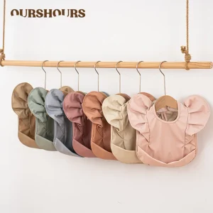 Bavoirs imperméables de couleur unie pour bébé, ailes d&rsquo;ange, complément alimentaire pour enfants, Anti-salissure et poche de salive, tablier d&rsquo;alimentation, articles pour bébé