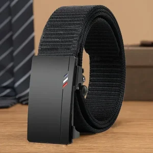 Ceinture pour hommes loisirs de plein air ceinture de sport sans dents à dégagement rapide boucle automatique qualité ceinture noire