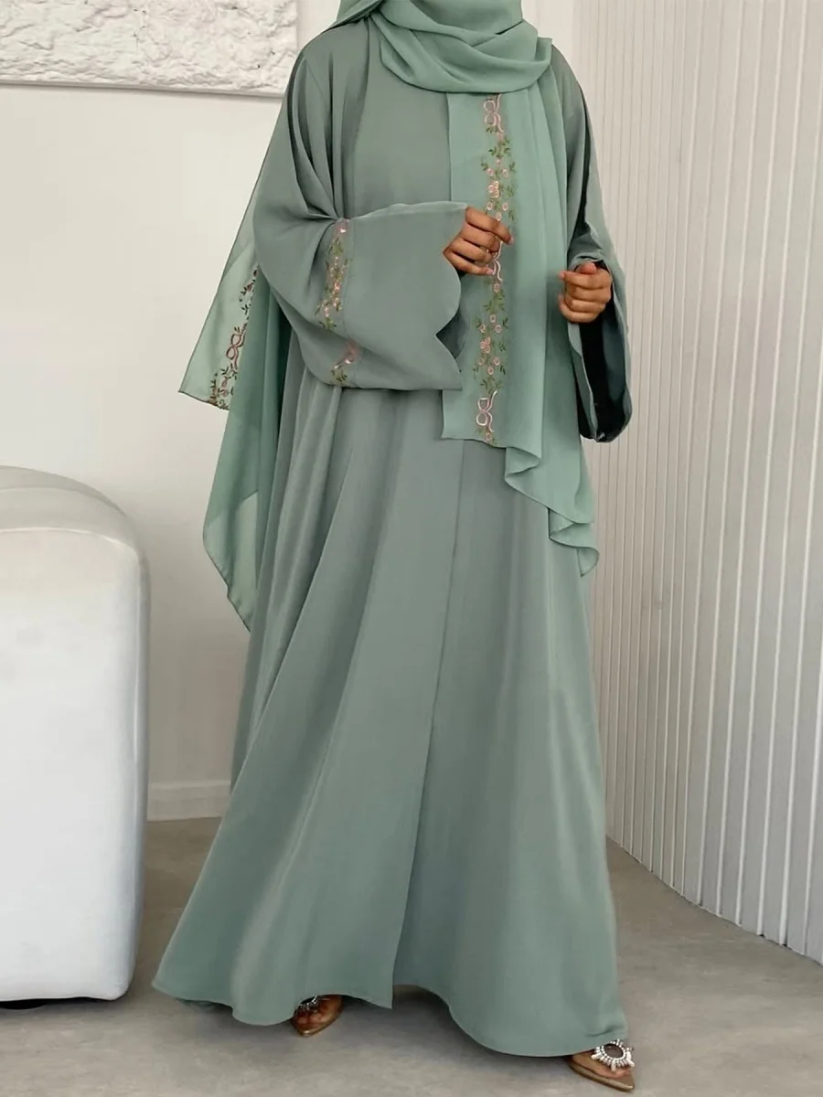 moyen orient femmes arabe dubaï abaya luxe kimono cardigan broderie florale robe longue robe modeste femme islam vêtements kebaya