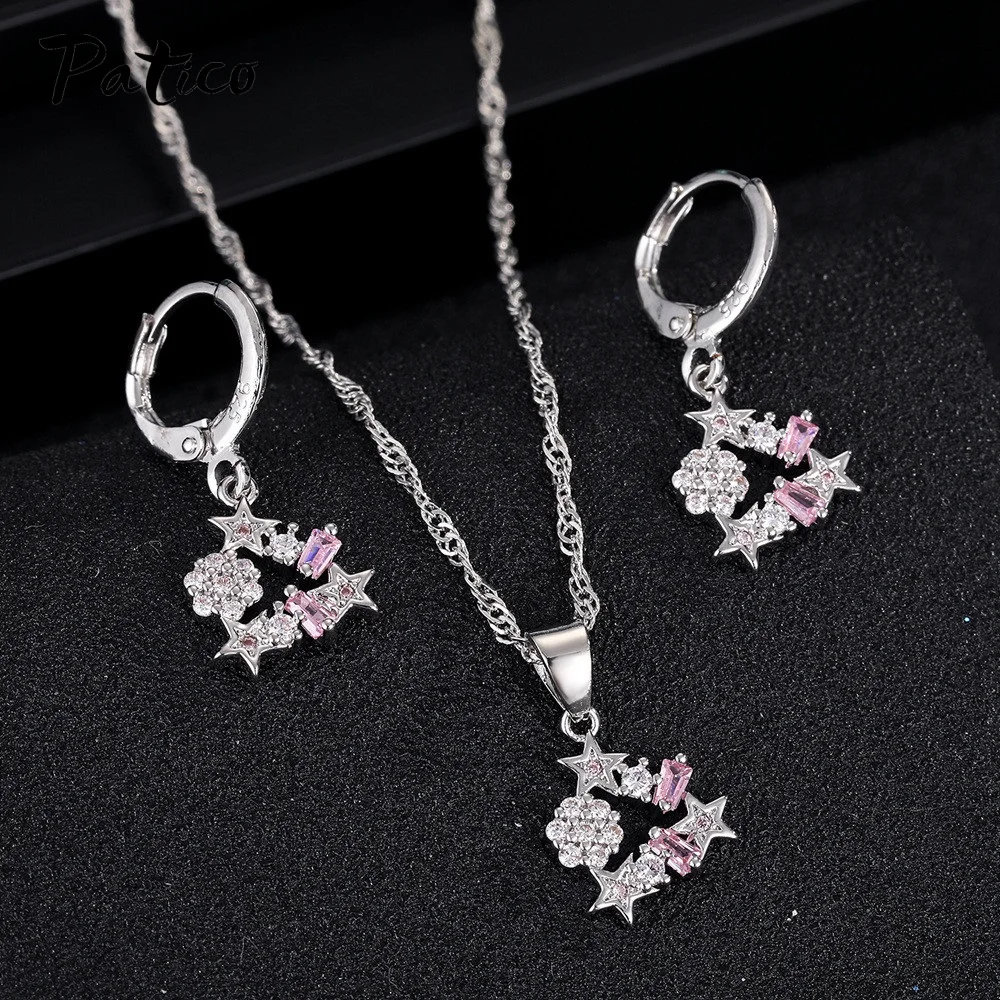 Ensembles de bijoux élégants en argent regardé 925 pour femmes, collier de boucles d'oreilles, tour de cou en biscuits colorés, boucles d'oreilles étoiles, cadeaux de bijoux