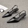femmes noires bout pointu talons chaussures sandales 2025 robe fête mode été pantoufles nouveau marche tongs pompes diapositives