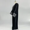 abaya – robe hijab brodée avec nœud, manteau kimono, vêtements d'extérieur pour femmes, manches longues, ample, arabe, musulman, dubaï, caftan marocain
