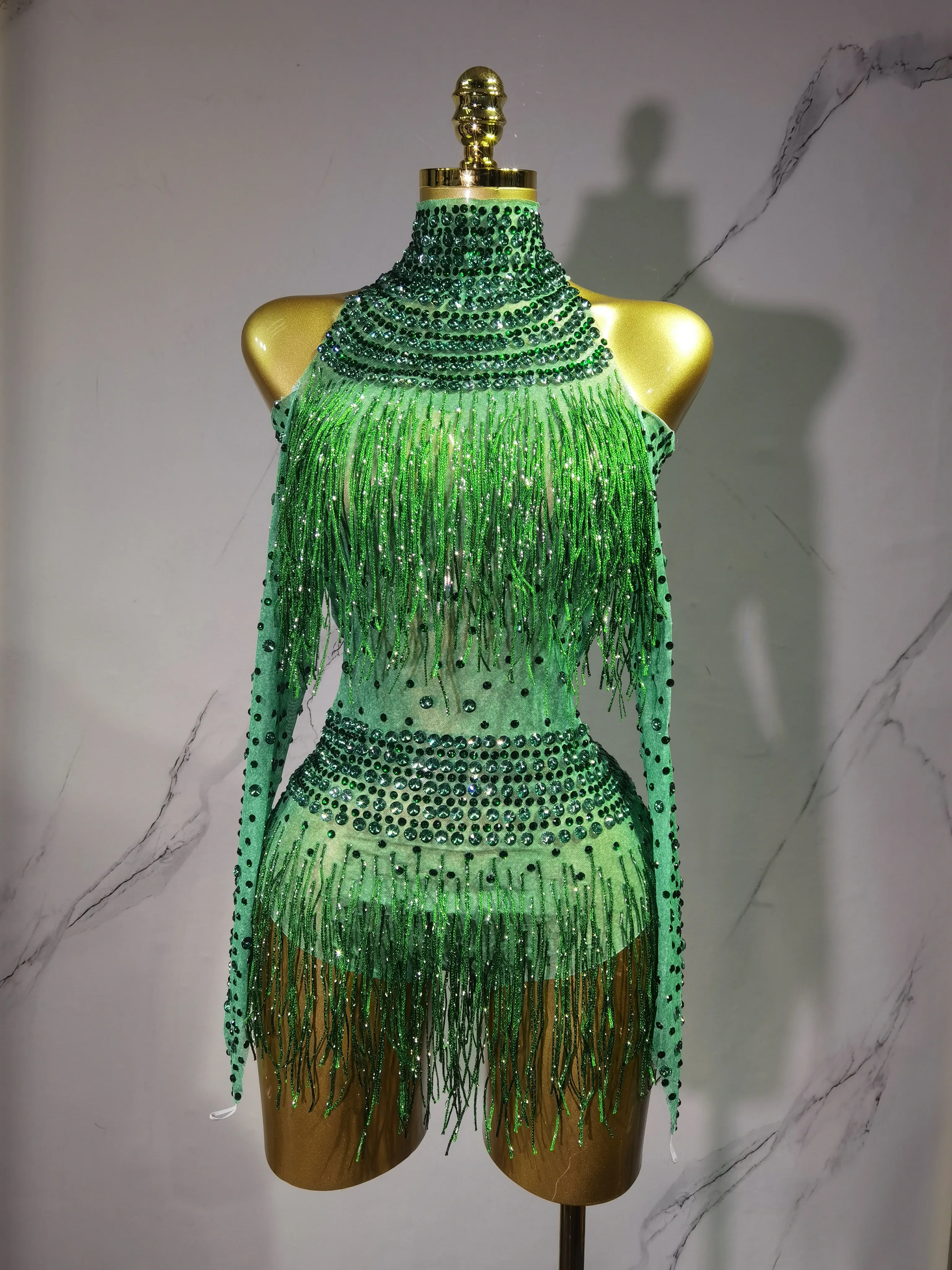 Body à franges avec strass pour femmes, tenue de danse Gogo Rave, Dj Ds, vêtements de scène Jazz, Clubwear