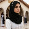 gros ramadan islamique musulman sous écharpe perles florales femmes voile hijab cou couverture foulards femmes musulmanes écharpe turbans