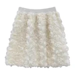 Jupe courte tridimensionnelle à fleurs de roses pour femmes, couleur unie, douce, taille haute, élégante, 2025