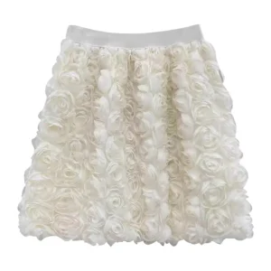 Jupe courte tridimensionnelle à fleurs de roses pour femmes, couleur unie, douce, taille haute, élégante, 2025