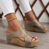 Mode femme chaussures d&rsquo;été sandales sandales compensées pour femmes élégantes femmes sandales glisser Huaraches femme femmes talons chaussures