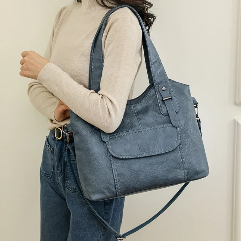 Sac à main en cuir de bonne qualité pour femmes, sacs à bandoulière de marque de styliste, fourre-tout de grande capacité, sac à main décontracté pour Commte
