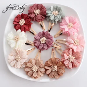 Pinces à cheveux BB à fleurs, épingle, couvre-chef pour bébés enfants filles, accessoires pour cheveux, 2 pièces/ensemble Pinces à cheveux BB à fleurs, épingle, couvre-chef pour bébés enfants filles, accessoires pour cheveux, 2 pièces/ensemble