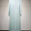 abaya vert clair pour femmes musulmanes, coupe ample, tissu doux, adapté à un usage quotidien, prières et sorties décontractées, tenue modeste