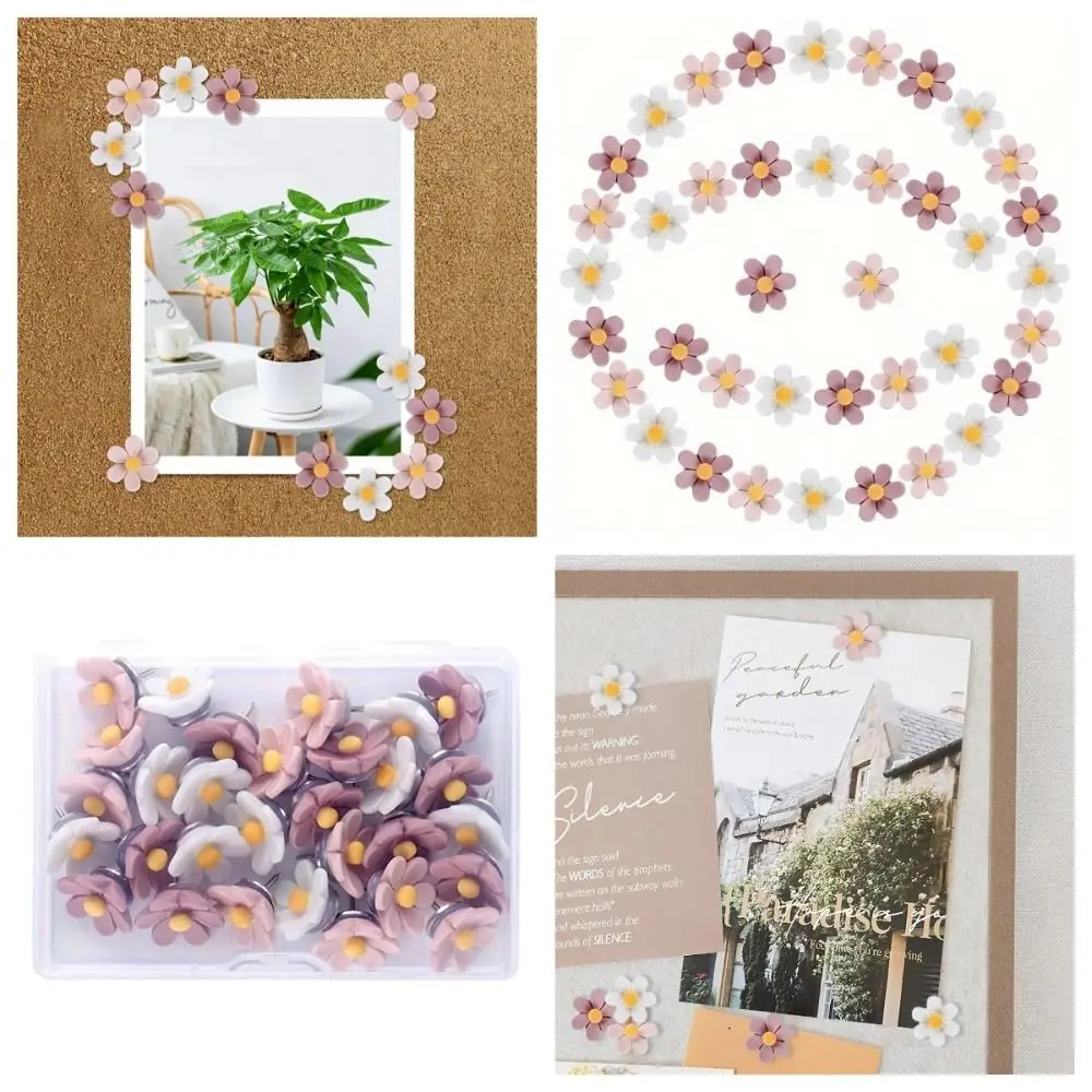 20/30/50 pièces en boîte créative Six pétales fleur punaises bricolage Photo décoration murale conseil punaise mignon 3D coloré punaises bureau