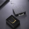 Bijoux islamiques personnalisés avec nom arabe, collier pour femmes et hommes, lettre personnalisée, bijoux en acier inoxydable, plaque signalétique, ras du cou, cadeaux de fête