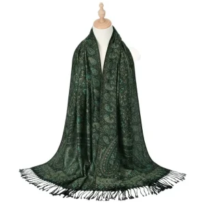 Mode imprimé Style ethnique écharpe Jacquard longue Hijab écharpe gland mince cajou foulard femmes