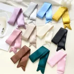 4.5x100cm longue maigre cheveux écharpe femmes Imitation soie Satin bandeau mignon foulard couleurs unies dames mode sac foulards
