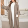 abaya cardigan en lin brodé pour femmes musulmanes, vêtements islamiques, kimono populaire, modeste, nouvelle collection 2024