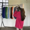 t shirt à manches sulfpour femme, simple et chic, couleur bonbon, couleur unie, noir, gris, jaune, blanc, orange, bleu, rose, style décontracté