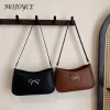 sac sous les bras en cuir pu pour femmes, sac à bandoulière tendance, couleur unie, sac à bandoulière avec nœud papillon, sac de transport pour femmes