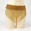 Shimmy-Ceinture extensible perlée pour la danse du ventre avec cloches, accessoires de danse, ceinture triangle, ensemble de bijoux, collier et bracelet